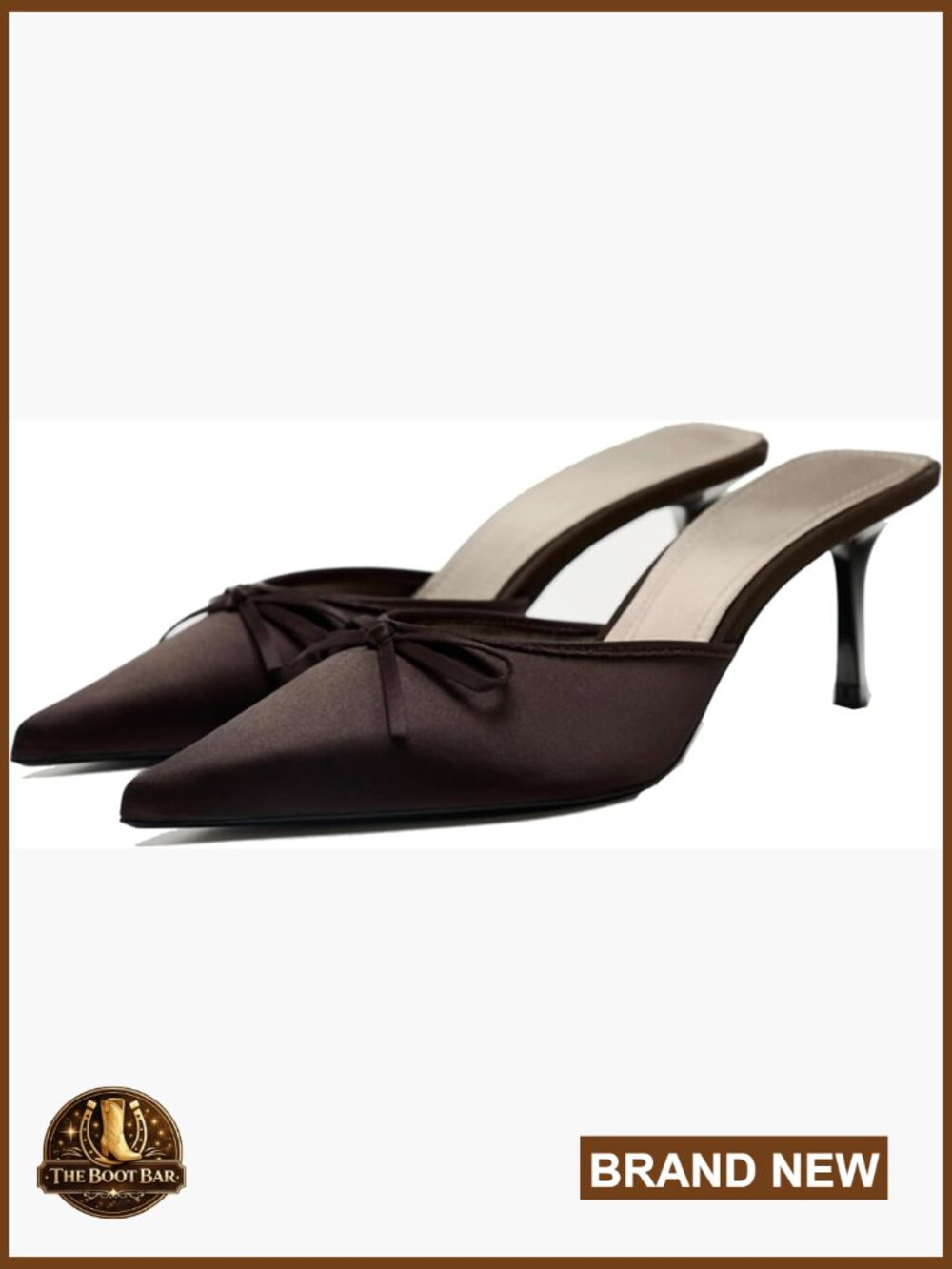 Kitten Heel Mules with Bow, Slip-On Pumps for Women, Size 7